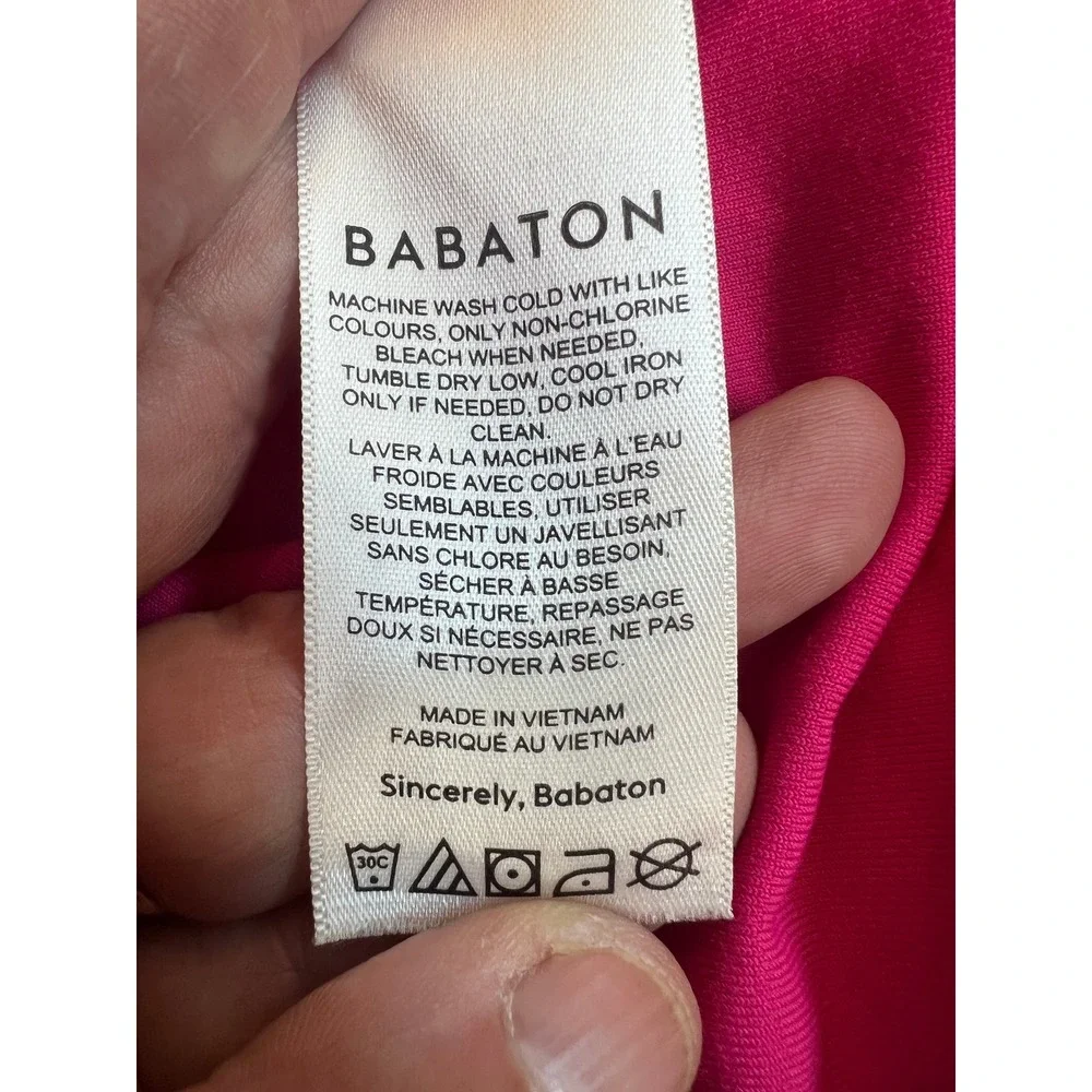 Aritzia Babaton Fuchsia Pink Contour Crew Cropped T-shirt Top SZL